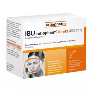 IBU-ratiopharm direkt 400 mg Pulver zum Einnehmen, IBU-ратиофарм 400 мг, ибупрофен в порошке