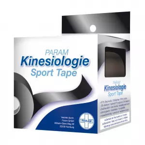 Спортивная лента PARAM Kinesiology 5 м х 5 см черного цвета
